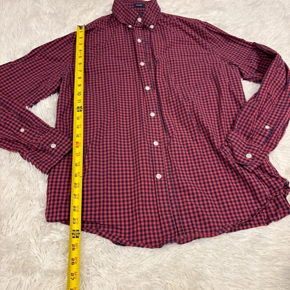 J. Crew Mens Classic Red Flex Washed Check Gingham Button Up Slim Fit Shirt L - Picture 6 of 8